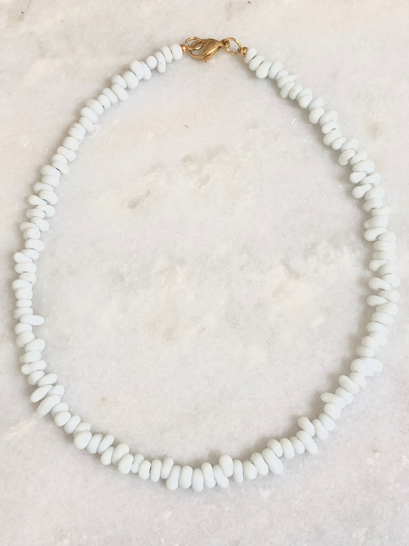 "Necklace recycled glass (white)"