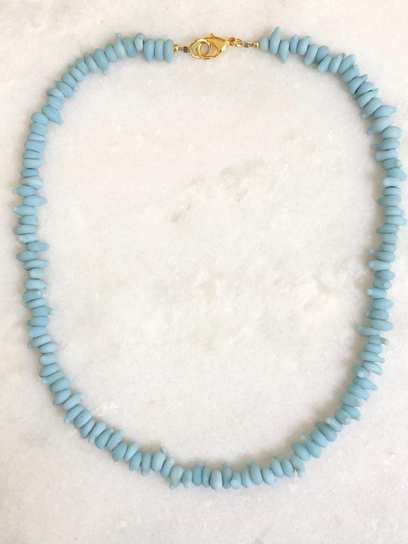 "Necklace Recycled Glass (light blue)"