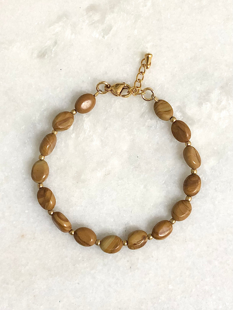 "Bracelet Natural Stone Amber Brown"