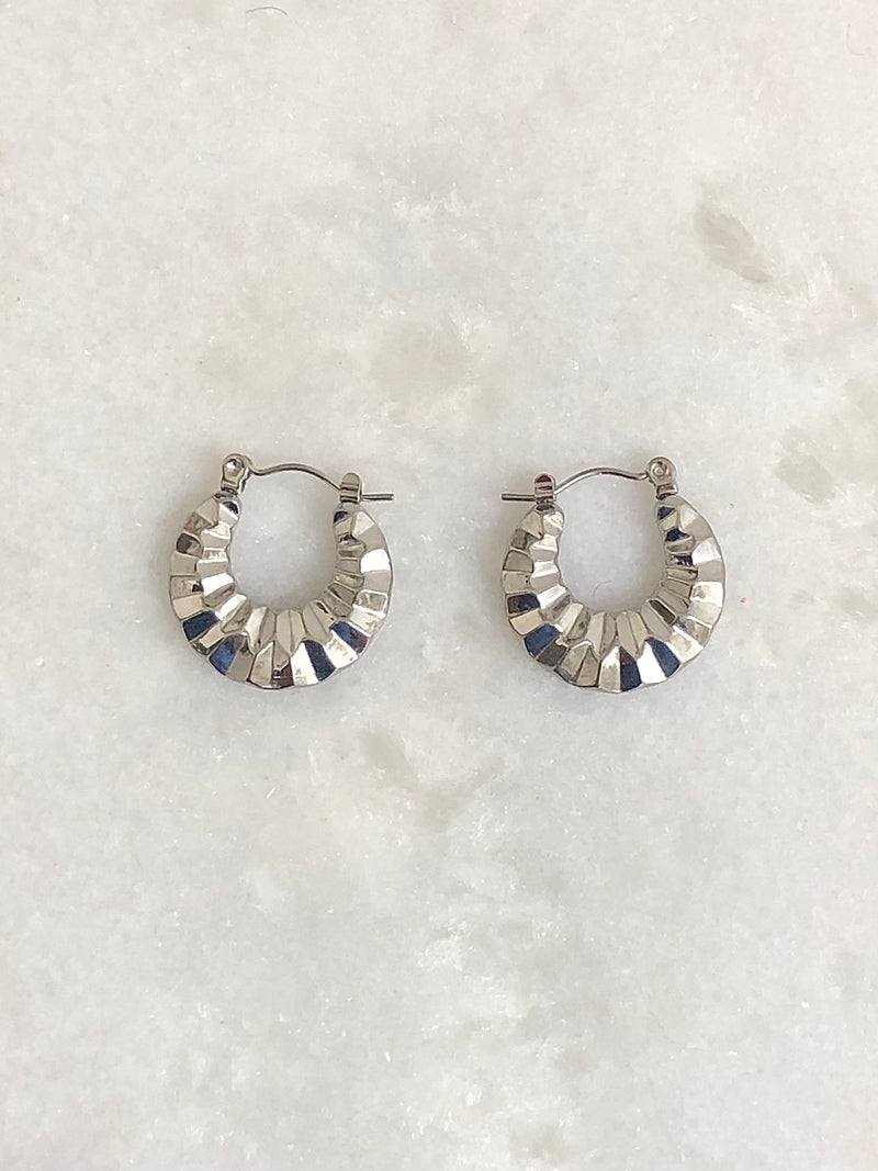 "Earrings Geometric Hoops Silver"